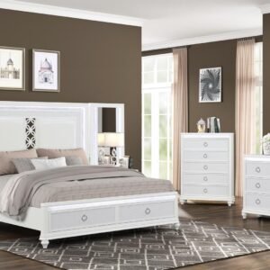 Home ABIGALE KING 5 PC BEDROOM SET WITH MIRROR TOP NIGHTSTAND