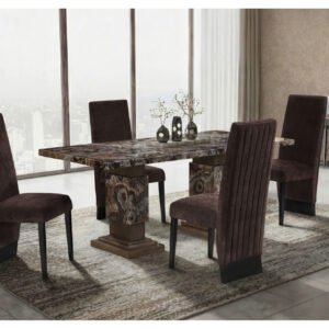 D12 BROWN DINING TABLE WITH 4 D12 BROWN DINING CHAIRS