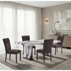 D8212 DINING TABLE WITH 4 D8212 DINING CHAIRS BROWN