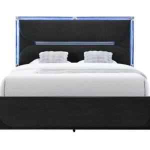 LANDO BLACK QUEEN BED WITH CONTINUOUS LED
