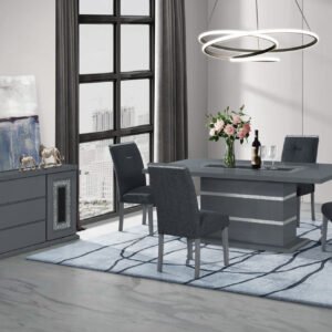 MONACO DARK GREY DINING TABLE AND 8 MONACO DARK GREY DINING CHAIRS