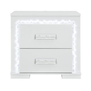 NAOMI SILVER MARBLE NIGHTSTAND WITH LED