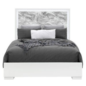 NAOMI SILVER MARBLE FULL BED WITH LED