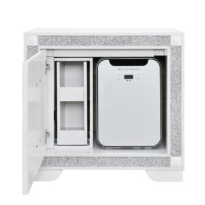 SOLEIL WHITE NIGHTSTAND WITH COOLER AND SPEAKER