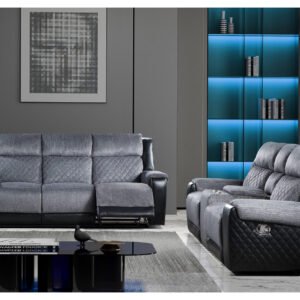 U5914/U5915 GREY/BLACK REC SOFA/CRLS W/IMMERSIVE SOUND & BLUE LED
