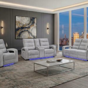 U6611 GREY 15 POWER RECLINING SOFA/POWER CONSOLE RECLINING LOVESEAT