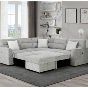 U9401 NICKEL SOFA BED SECTIONAL WITH 3 PILLOWS AND OTTOMAN
