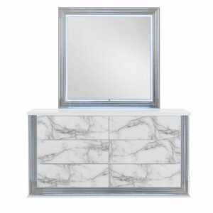 YLIME WHITE MARBLE DRESSER WITH LED